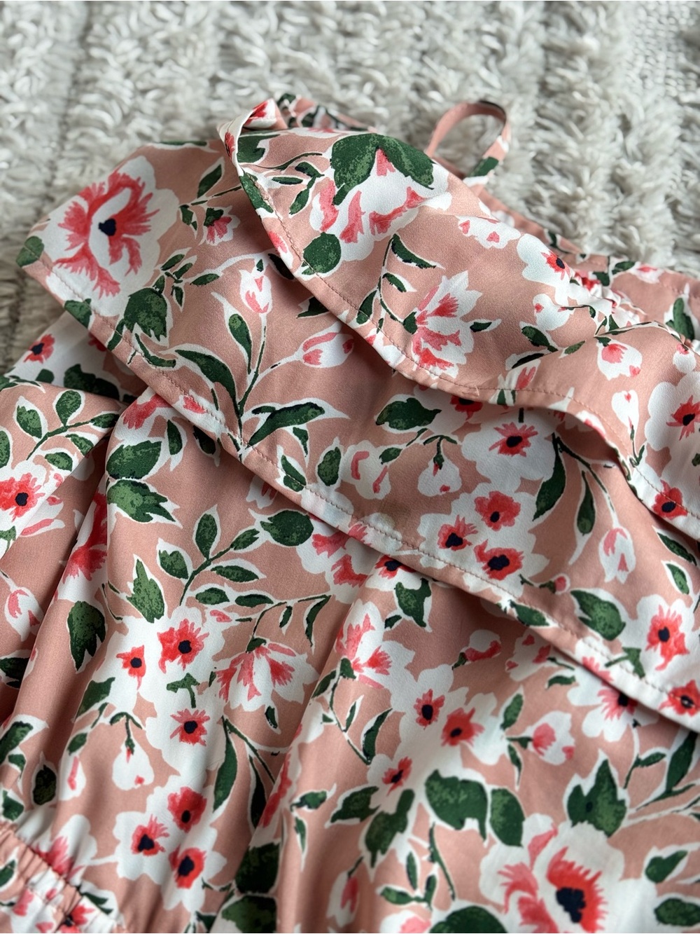 Pink Floral Ruffle-Top romper - Picture 2 of 3